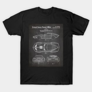 Corvette Patent - Vintage Corvette Art - Black Chalkboard T-Shirt